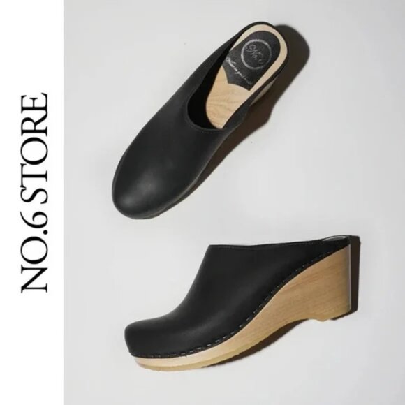 No.6 New School Clog Wedge in Black - Picture 2 of 6